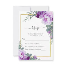 Casamento Eucalipto Floral Roxo e Dourado Elegante