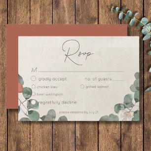 Cartão RSVP Casamento Eucalipto Wreath Verde Mínimo