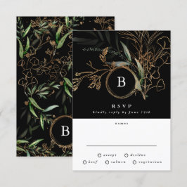 Cartão RSVP Casamento Eucalyptus Dourado Premium