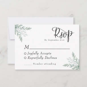 Cartão RSVP Casamento Eucalyptus Floral Watercolor