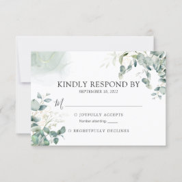 Cartão RSVP Casamento Eucalyptus Greenery Botanical Watercolor