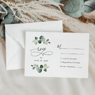 Cartão RSVP Casamento Eucalyptus Greenery Moderno