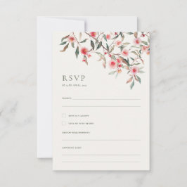 Cartão RSVP Casamento Eucalyptus Greenery & Pink Florals