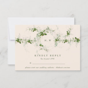 Cartão RSVP Casamento Eucalyptus Monogramas no website da Eleg
