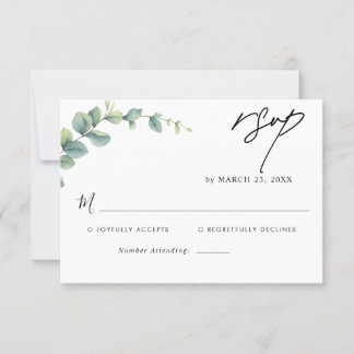 Cartão RSVP Casamento Eucalyptus Rustic Greenery