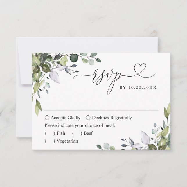 Cartão RSVP Casamento Eucalyptus Simplesmente Elegante (Frente)