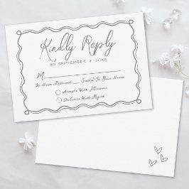 Cartão RSVP Casamento Excêntrico e Caprichoso Desenhado à Mão