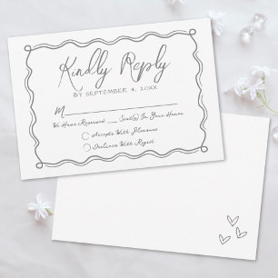 Cartão RSVP Casamento Excêntrico e Caprichoso Desenhado à Mão