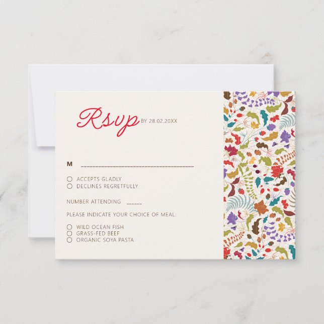 Cartão RSVP Casamento Exótico de Jardins de Flores Selvagens d (Frente)