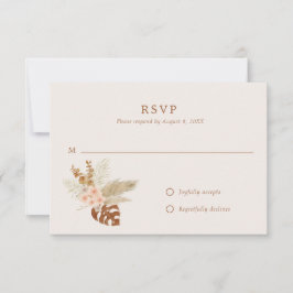 Cartão RSVP Casamento Exterior Rustic Flowers Boho