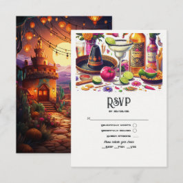 Cartão RSVP Casamento Fiesta Tacos e Tequila