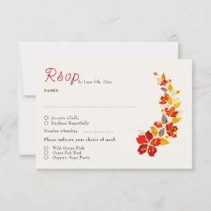 Cartão RSVP Casamento Florais Hibiscus Tropical Laranja Queima