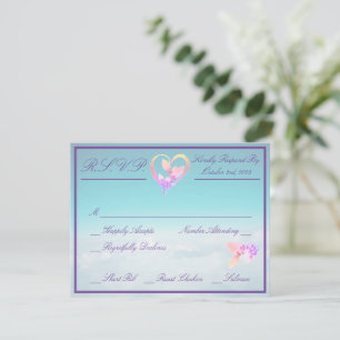 Cartão RSVP Casamento Floral Acima das Nuvens Azul Turquesa