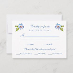Cartão RSVP Casamento Floral Azul