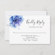 Casamento Floral Azul de Aquarela Elegante