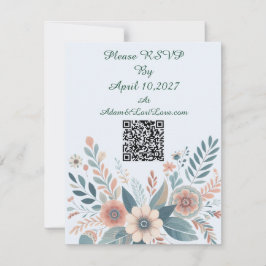 Cartão RSVP Casamento Floral Boêmio Romântico