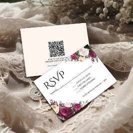 Cartão RSVP Casamento Floral Boho Burgundy