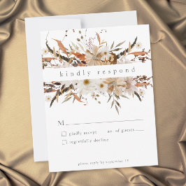 Cartão RSVP Casamento Floral Boho Outono Neutro Rústico