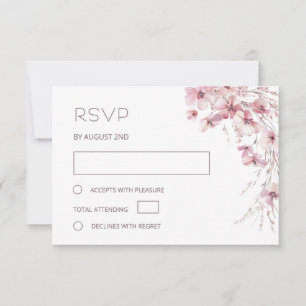 Cartão RSVP Casamento Floral Boho Rosa Empoeirado