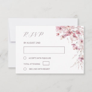 Cartão RSVP Casamento Floral Boho Rosa Empoeirado