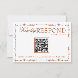 Cartão RSVP Casamento Floral Boho Rust Terracota QR Code Terro