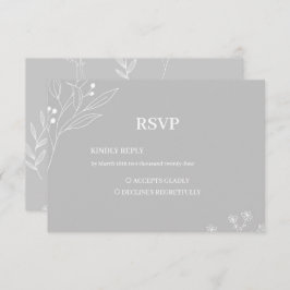 Cartão RSVP Casamento Floral Boho Silver White Corner