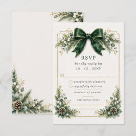 Cartão RSVP Casamento Floral Botânico de Inverno com Arco de E