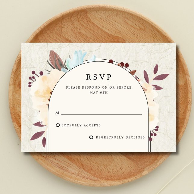 Cartão RSVP Casamento Floral Botânico de Queda (Fall Botanical Floral Wedding RSVP Card)