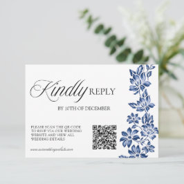 Cartão RSVP Casamento Floral Botânico Elegante