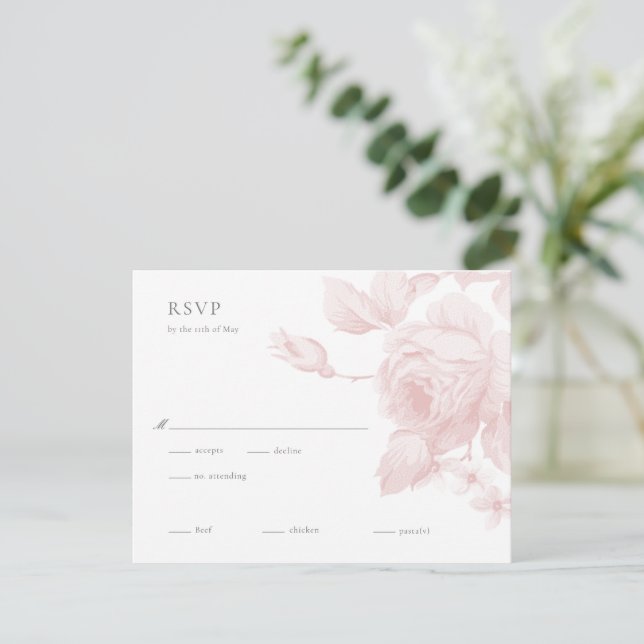 Cartão RSVP Casamento Floral Botânico Elegante (Em pé/Frente)