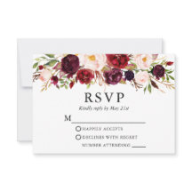 Casamento Floral Burgundy Aquarela Elegante