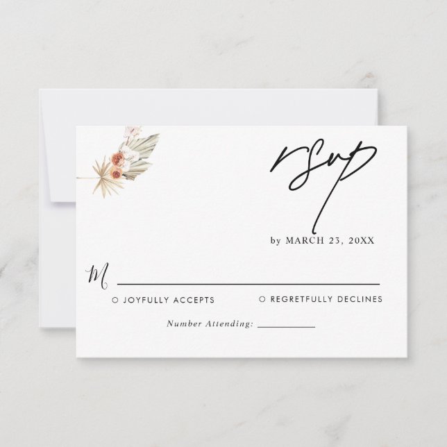Cartão RSVP Casamento floral Chic Bohemian (Frente)