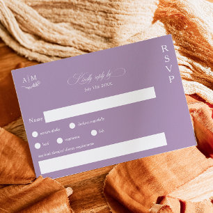 Cartão RSVP Casamento floral clássico com roxo