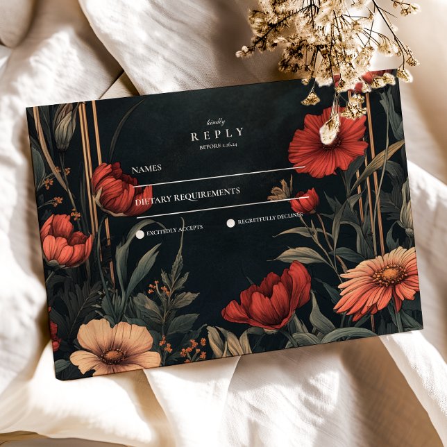 Cartão RSVP Casamento Floral Clássico de Arte Nouveau (Criador carregado)