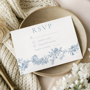 Cartão RSVP Casamento Floral Clássico Vintage