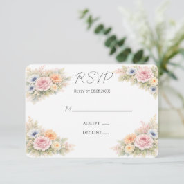 Cartão RSVP Casamento Floral com Aquarela Suave
