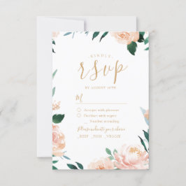 Cartão RSVP Casamento floral com cor d'água do jardim romântic
