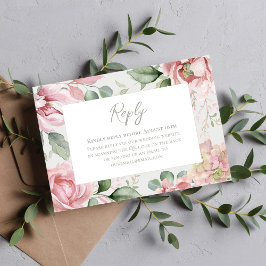 Cartão RSVP Casamento Floral Cor-de-Rosa Esmagada Elegante