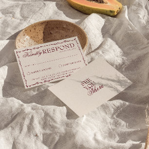 Cartão RSVP Casamento Floral Creme Borgonha Classe Dinheiro An