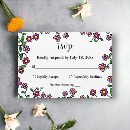 Cartão RSVP Casamento Floral das Flores do Jardim Botânico Ele