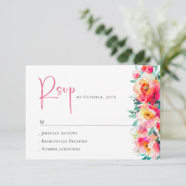 Cartão RSVP Casamento Floral das Flores Selvagens de Aquarela 
