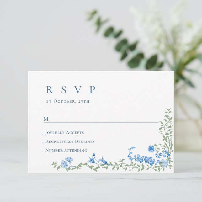 Cartão RSVP Casamento Floral das Flores Selvagens de Aquarela  (Em pé/Frente)