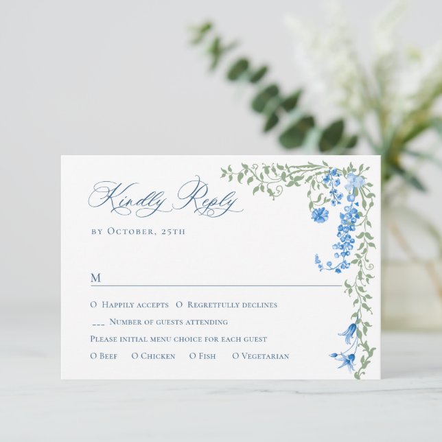 Cartão RSVP Casamento Floral das Flores Selvagens de Aquarela  (Em pé/Frente)