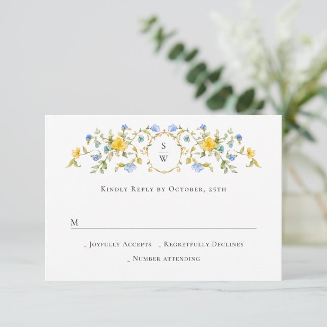 Cartão RSVP Casamento Floral das Flores Selvagens de Aquarela  (Em pé/Frente)