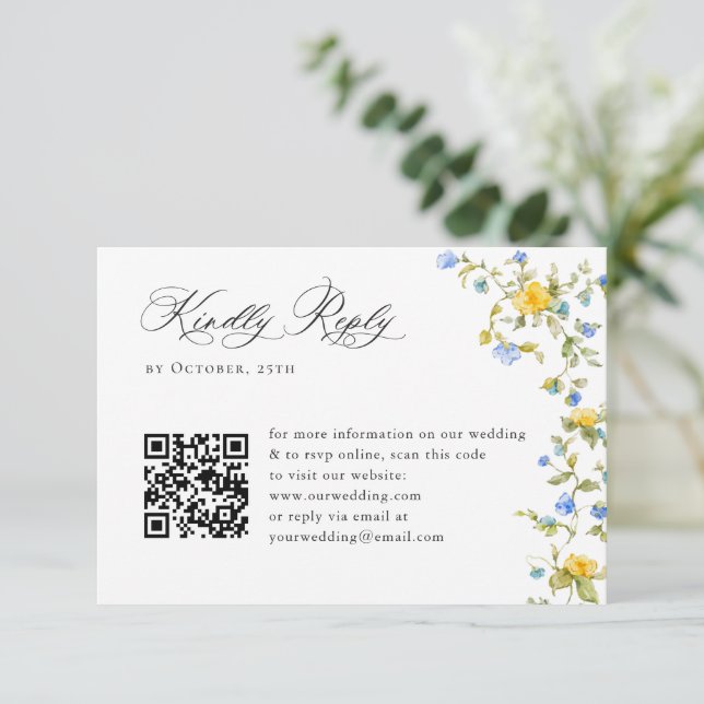 Cartão RSVP Casamento Floral das Flores Selvagens de Aquarela  (Em pé/Frente)