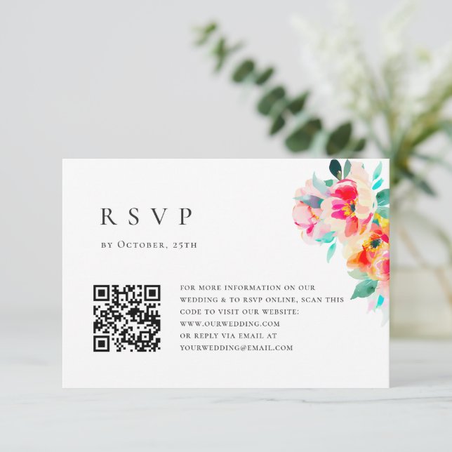 Cartão RSVP Casamento Floral das Flores Selvagens de Aquarela  (Em pé/Frente)