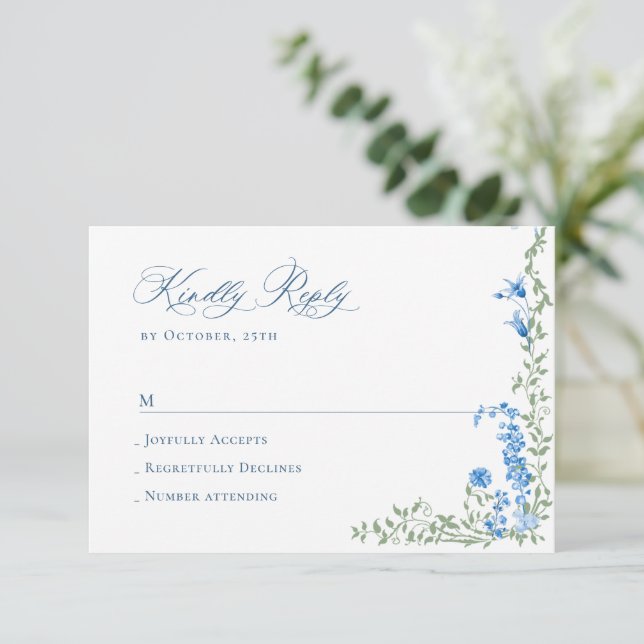 Cartão RSVP Casamento Floral das Flores Selvagens de Aquarela  (Em pé/Frente)