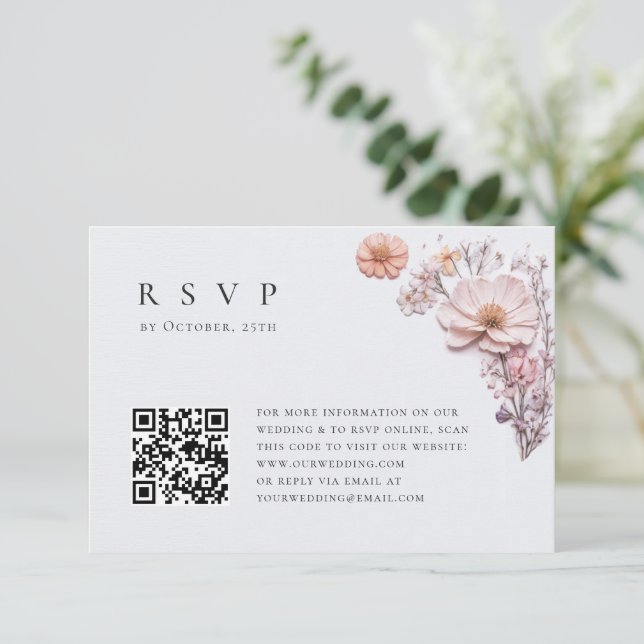 Cartão RSVP Casamento Floral das Flores Selvagens de Aquarela  (Em pé/Frente)