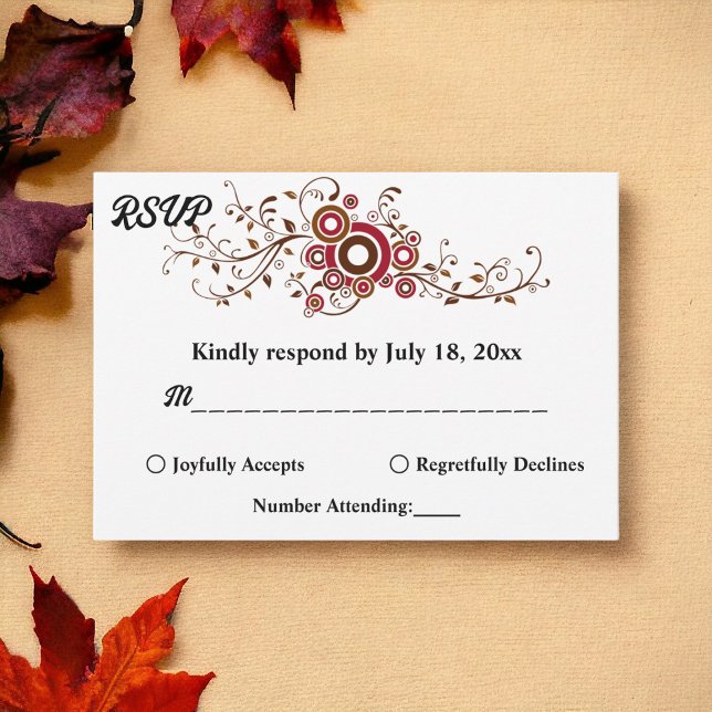 Cartão RSVP Casamento Floral das Folhas de Ornamentado Elegant (Criador carregado)