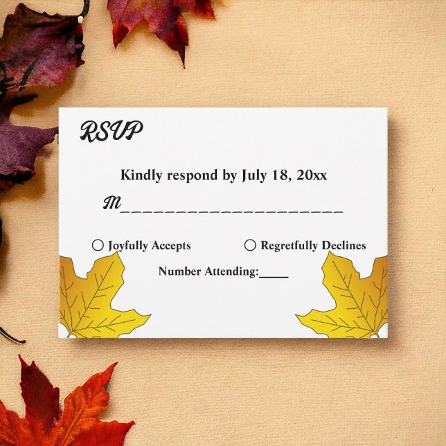 Cartão RSVP Casamento Floral das Folhas Douradas Russas Elegan (Criador carregado)